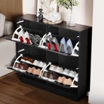 Schoenenkast - Schoenenrek - 100x24x91 cm - Zwart - UEV, Verzenden, Zo goed als nieuw