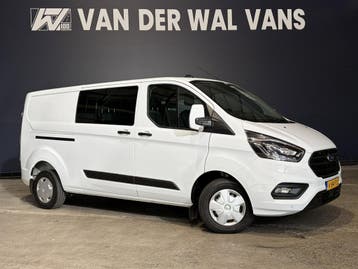 Ford Transit Custom 2.0 TDCI 131pk L2H1 Dubbele Cabine Euro6, Stof, Gebruikt, Wit, Dealer onderhouden