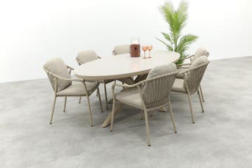 Pisa/Ventaro ovale tuinset voor 6 personen 240x115 cm. -, Verzenden, Nieuw, Overige materialen, Tuinset
