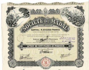 Monaco. - 100 Francs 1911 - Société du Madal (Zonder