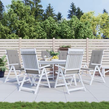 vidaXL Tuinstoelkussens 6 st hoge rug 120x50x3 cm stof grijs, Verzenden, Nieuw, Grijs