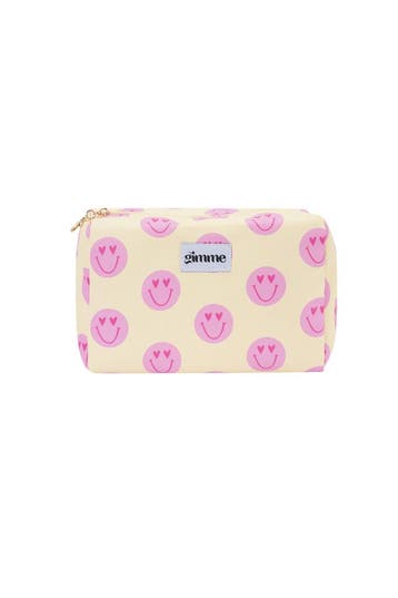 Goudlief Make-uptassen lachend gezicht casual polyester d..., Sieraden, Tassen en Uiterlijk, Beautycases, Verzenden, Nieuw, Geel