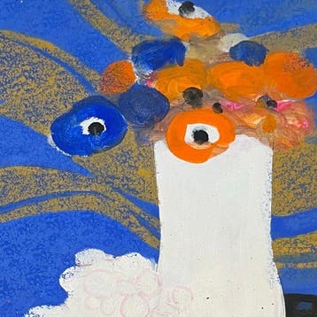 Yves Gannes (1931–2019) - Bouquet de fleurs vase blanc et