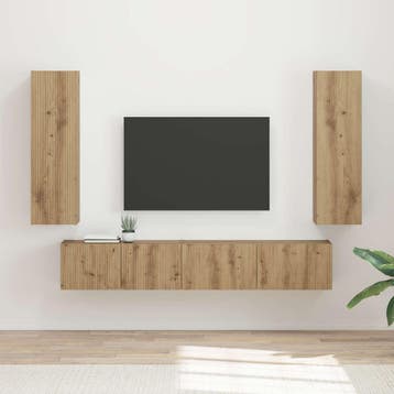 vidaXL Tv-meubelset 3 st Artisan Eiken, Huis en Inrichting, Minder dan 50 cm, Verzenden, 100 tot 150 cm, Nieuw
