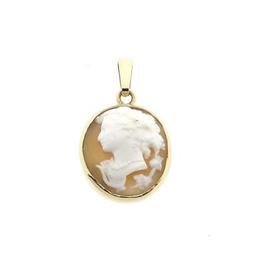 Gouden hanger met camee (Hanger of bedel), Ophalen of Verzenden, Gebruikt, Goud, Overige merken