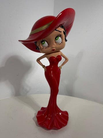 sculptuur, Betty Boop con cappello rosso - 37 cm - Hars