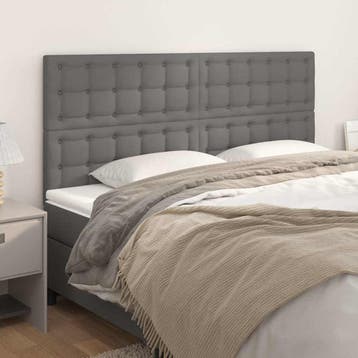 vidaXL Hoofdbord grijs 160x5x118/128 cm kunstleer, Verzenden, Nieuw, Grijs, Overige materialen