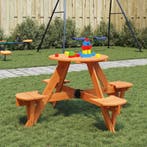 Picknicktafel voor 4 kinderen met parasolgat rond vurenhout, Tuin en Terras, Verzenden, Nieuw