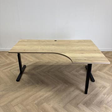 hoekbureau (rechts) 180x120 cm + kabeldoorvoer,  natuur, Ophalen of Verzenden, Gebruikt