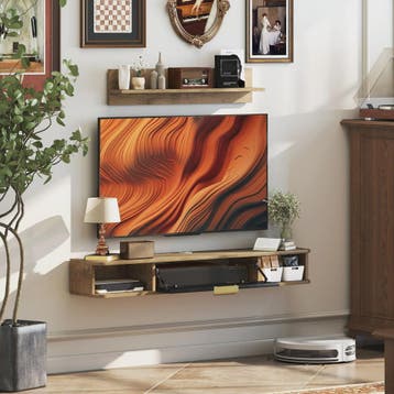Zwevende TV Meubel met Wandrek in Eikenlook - 120 cm Breed, Huis en Inrichting, Verzenden, Nieuw