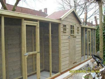 Volière buiten vogelkooi vogelverblijf met SLUIS maatwerk, Ophalen, Nieuw, Hout, Volière