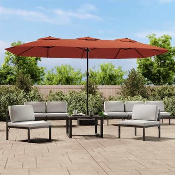 vidaXL Parasol dubbel dak 449x265 cm terracottakleurig, Verzenden, Nieuw, 2 tot 3 meter