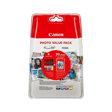 Canon CLI-551 multipack + fotopapier Inktcartridge, Computers en Software, Printerbenodigdheden, Verzenden, Nieuw, Canon