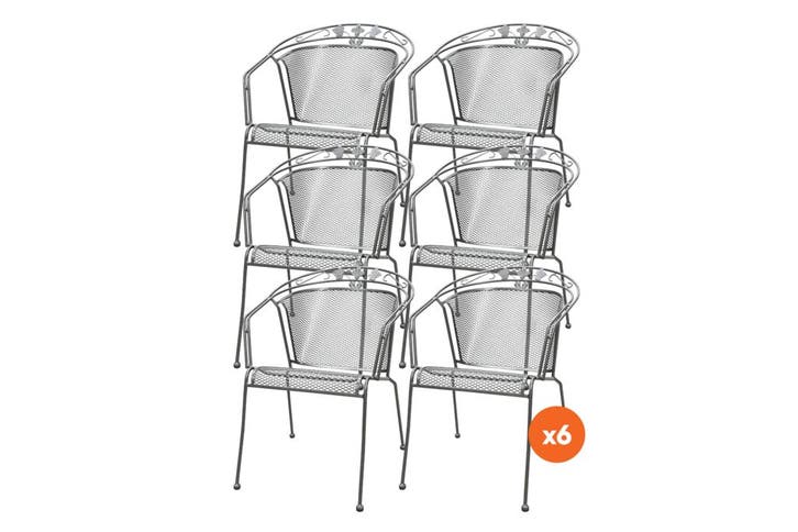 Set van 6 - Elegance strekmetaal stapelbare tuinstoel -, Tuin en Terras, Tuinsets en Loungesets, Nieuw, Overige materialen, Verzenden