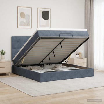 vidaXL Ottoman bed met matras Donkergrijs 140 x 200 cm, Verzenden, Nieuw, Stof