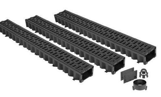 ACO Hexaline startpakket zwart rooster - 3x goot +, Doe-het-zelf en Verbouw, Buizen en Afvoer, Ophalen of Verzenden