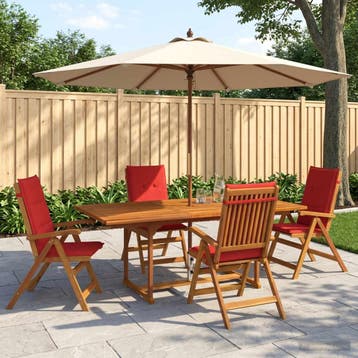 vidaXL 5-delige tuin eetset Naturel Massief Acaciahout, Verzenden, Nieuw