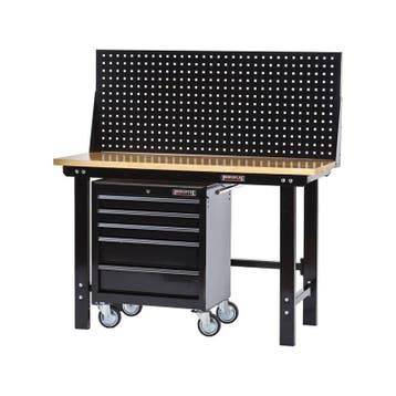 Werkbank zwart 150 cm met hardhouten blad +, Ophalen of Verzenden, Nieuw