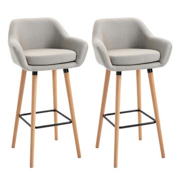 Barkrukken Set Van 2 Comfortabele Keukenkrukken Van Linnen M, Verzenden, Nieuw