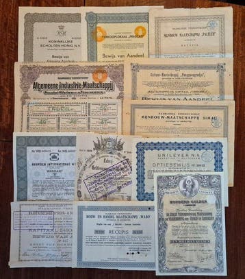 Nederland. Collectie Nederlandse waardepapieren - 13 stuks