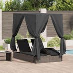 vidaXL Dubbele ligbed Verstelbaar Grijs 205 x 129 x 200 cm, Tuin en Terras, Ligbedden, Verzenden, Nieuw