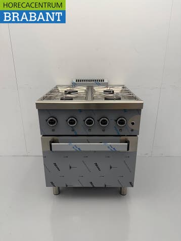 RVS MBM Dexion 4 pits Fornuis Gasfornuis met gasoven oven 70, Ophalen of Verzenden, Nieuw in verpakking