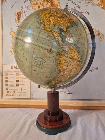 Tafelblad globe - Staatkundige - natuurkundige uitgave -