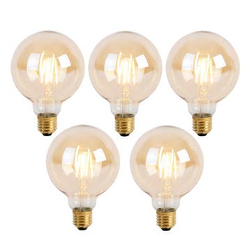 Set van 5 E27 3-staps dimbare LED lamp G95 Goldline 5W 530, Verzenden, Nieuw