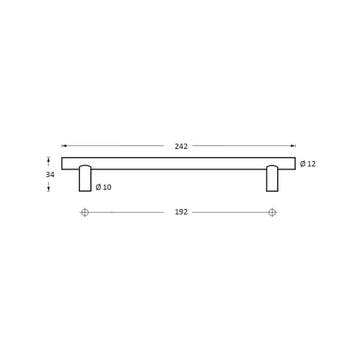 Intersteel meubelgreep/keukengreep ø12/192/242mm - RVS, Verzenden, Nieuw
