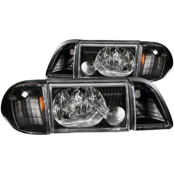 ANZO 1987-1993 Ford Mustang Crystal Headlights Black w/, Ophalen of Verzenden, Nieuw