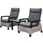 Dallas lounge balkonset 3 delig verstelbaar grijs, Ophalen of Verzenden, Nieuw, Wicker