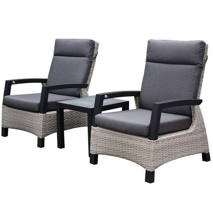 Dallas lounge balkonset 3 delig verstelbaar grijs, Tuin en Terras, Tuinsets en Loungesets, Nieuw, Wicker, Ophalen of Verzenden