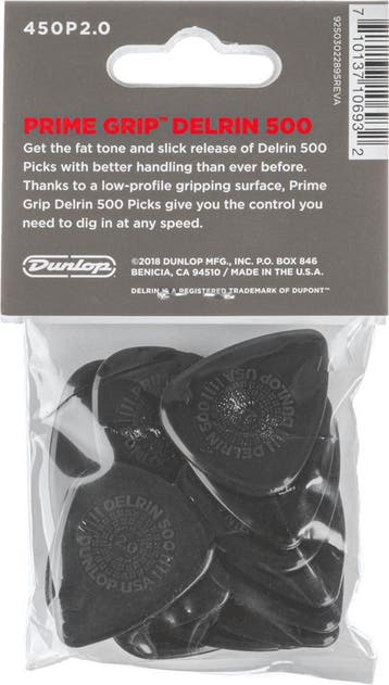 Jim Dunlop Prime Grip Delrin® 500 plectrum 2.00 mm 12-pack, Muziek en Instrumenten, Instrumenten | Toebehoren, Ophalen of Verzenden