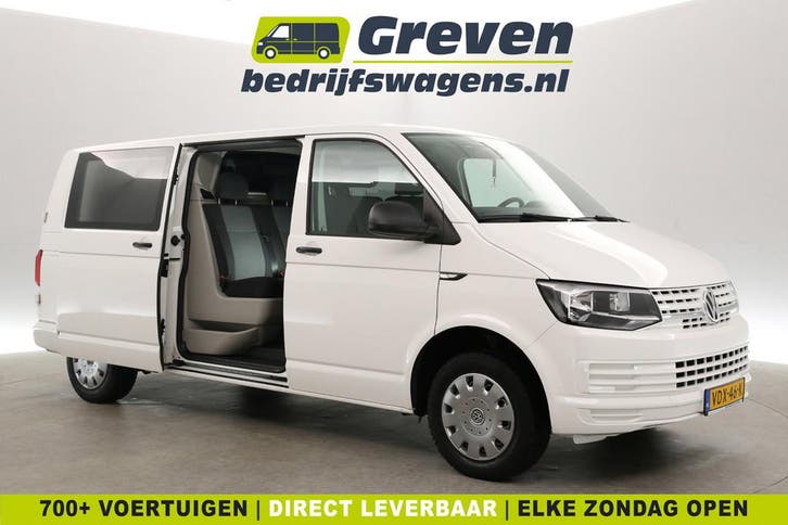 Volkswagen Transporter 2.0 TDI L2H1  150PK  DC  6 Zits, Auto's, Bestelauto's, Te koop, Handgeschakeld, Diesel, Wit, Volkswagen