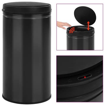 vidaXL Prullenbak met automatische sensor 60 L koolstofstaal, Verzenden, Nieuw