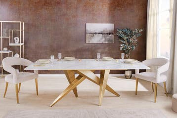 Design eettafel ART LIVING 200cm wit marmer keramiek metaal, Huis en Inrichting, Ophalen of Verzenden, Nieuw