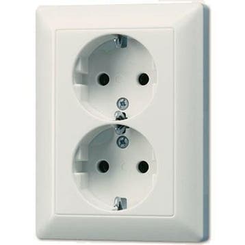 Jung Wandcontactdoos + randaarde 2V wit (creme) AS5020NU, Nieuw, Stopcontact