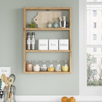 [en.casa] Keukenrek Lappajärvi 60x43x9cm houtkleurig, Verzenden, Nieuw