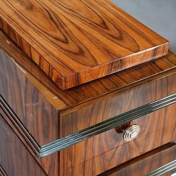 Een uniek bureau met glazen werkblad laat Art Deco ca 1950 m, Ophalen of Verzenden