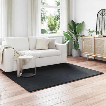 vidaXL Antislip vloerkleed van imitatie konijnenbont OLITE, Verzenden, Nieuw, Zwart