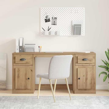 vidaXL Bureau met kast Artisan Eiken Bewerkt hout 154,5 x 50, Huis en Inrichting, Bureaus, Verzenden, Nieuw
