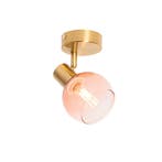 Art Deco spot goud met roze glas - Vidro, Verzenden, Nieuw, Art Deco