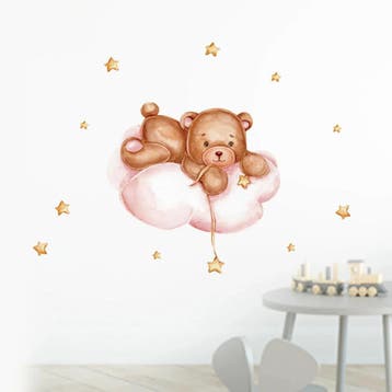 Wanddecoratie katoenen ballon Be Happy roze, blauw of grijs, Verzenden, Nieuw, Kraamcadeau