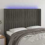 vidaXL Hoofdbord LED 147x16x118/128 cm fluweel donkergrijs, Verzenden, Nieuw, Grijs, Stof
