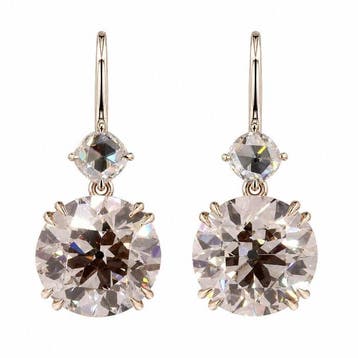 Oorbellen - 14 karaat Roségoud, Witgoud - 10.88ct. tw. Roze, Nieuw