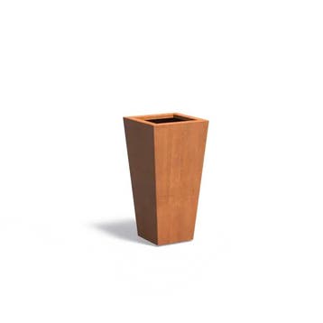 Cortenstaal plantenbak taps 40x40x80cm - Met bodem, Tuin en Terras, Bloembakken en Plantenbakken, Minder dan 60 cm, Vierkant, Nieuw