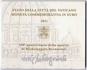 Vaticaan. 2 Euro 2025 Michelangelo (Zonder minimumprijs)