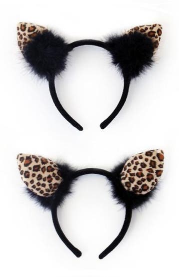 KIMU® Haarband Luipaard Oortjes Dons Zwart Diadeem Panter Ch, Ophalen of Verzenden, Nieuw, Carnaval, Accessoires