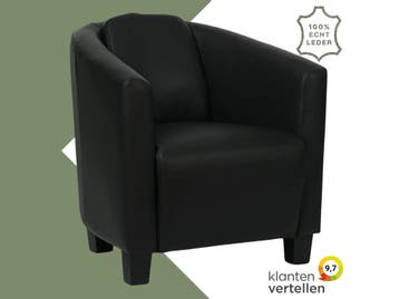 Leren fauteuil Press - Massif Nero (zwart) - Poten hout, Huis en Inrichting, Fauteuils, Nieuw, Ophalen of Verzenden, Eigentijds, Klassiek, Retro, Romantisch, Vintage