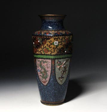 Vaas - cloisonné-emaille, Messing, Emaille - Japan - Draak
